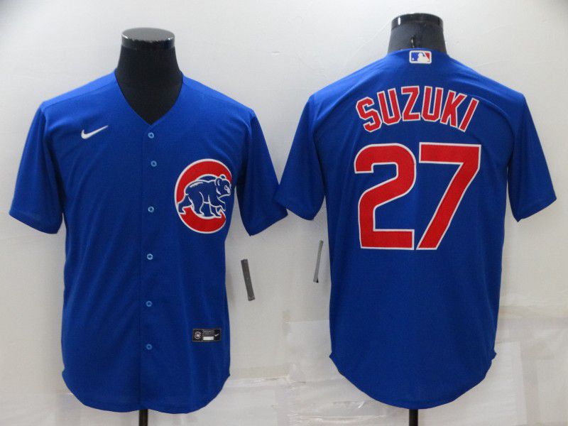 Men Chicago Cubs #27 Suzuki Blue Game Nike 2022 MLB Jersey